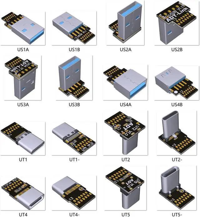 Alt view image 3 of 7 - ADT-LINK USB 3.0 Type-A to USB3.1 Type-C Male Up/Down Angle USB Data Sync & Charge Cable USB-C Cord Connector Adapter FPC FPV Flat (0.1m,S2-T2)