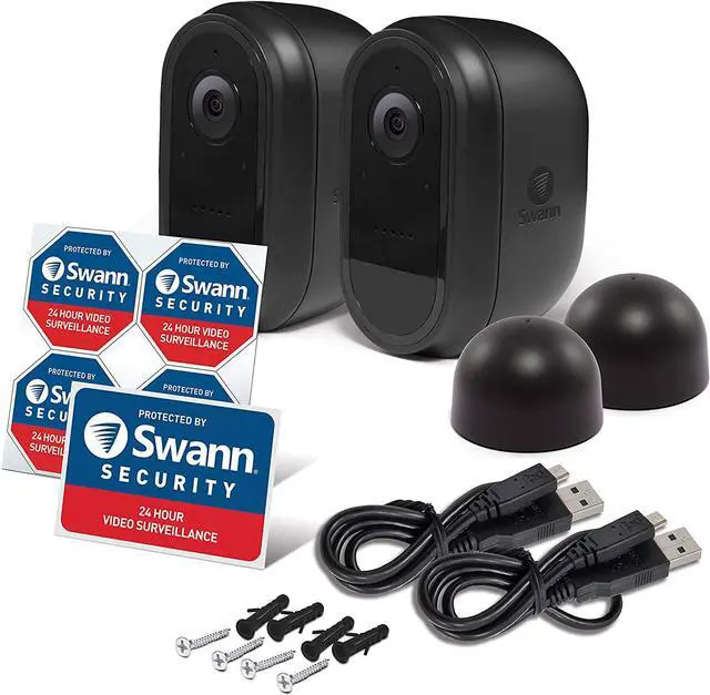 Alt view image 6 of 6 - Swann 2 Pack Wire-Free 1080p Full HD Indoor & Outdoor Waterproof Recharcheable Security Camera with Night Vision, 2-Way Talk, Heat, Motion & Person Detection, Free Cloud & Local Recording.