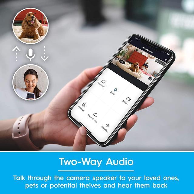 Alt view image 7 of 7 - Brookstone Tilt and Pan WiFi Camera, White - Smart Home Security System with Night Vision, Motion Detector, Audio Speaker, Android/iOS App, and Live HD Video Feed