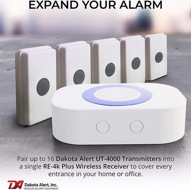 Alt view image 4 of 6 - Dakota Alert Doorbell UTRE-4K Plus - One Mile Wireless Door Bell, Panic Button, Door Contact - UT-4000 Universal Transmitter & RE-4k Plus Receiver with12 VDC and Relay Outputs, Wireless Mailbox Alert