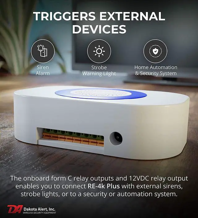Alt view image 5 of 6 - Dakota Alert Doorbell UTRE-4K Plus - One Mile Wireless Door Bell, Panic Button, Door Contact - UT-4000 Universal Transmitter & RE-4k Plus Receiver with12 VDC and Relay Outputs, Wireless Mailbox Alert