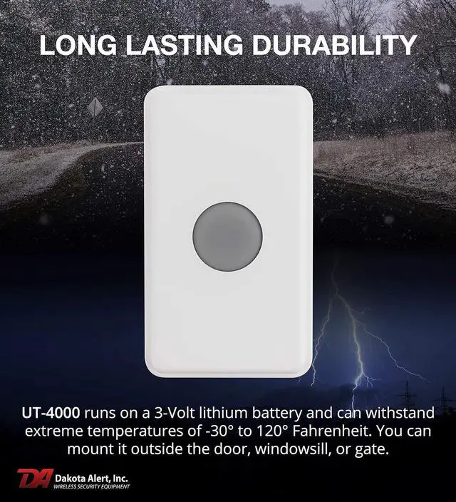 Alt view image 6 of 6 - Dakota Alert Doorbell UTRE-4K Plus - One Mile Wireless Door Bell, Panic Button, Door Contact - UT-4000 Universal Transmitter & RE-4k Plus Receiver with12 VDC and Relay Outputs, Wireless Mailbox Alert