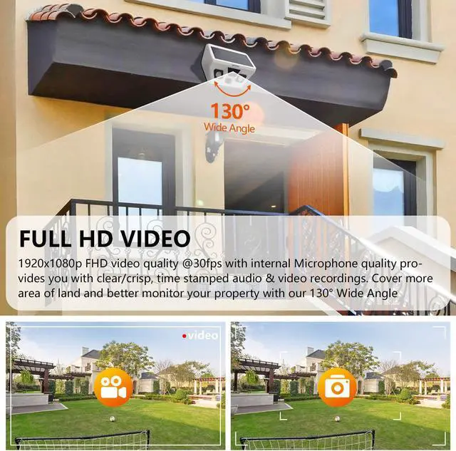 Alt view image 4 of 7 - REXING Wireless Solar Powered Outdoor Security Camera System, 130° Wide Angle,1920x1080p Full HD Video @30fps, Night Vision w/PIR Motion Sensor, MIC,Photo Burst,Waterproof,Support up to 512GB