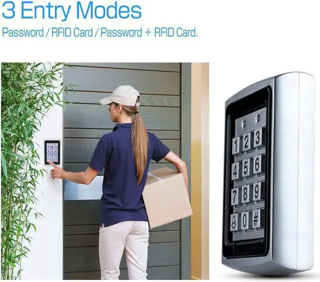 Alt view image 4 of 7 - LEXI Complete Electric Door Lock Set, Metal Case RFID Keypad + 180KG/380lbs Magnetic Door Lock with Power Supply, Exit Button and 10pcs RFID Key fobs, for Wooden Door Metal Door Lock Glass Door