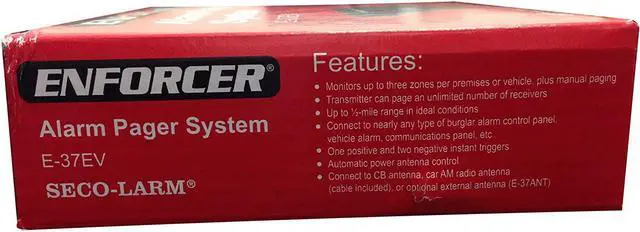 Alt view image 4 of 4 - Seco-Larm E-37EV Alarm Pager System, Monitors up to three zones per premises or vehicle, Manual Paging, 4W output, One Half Mile Range