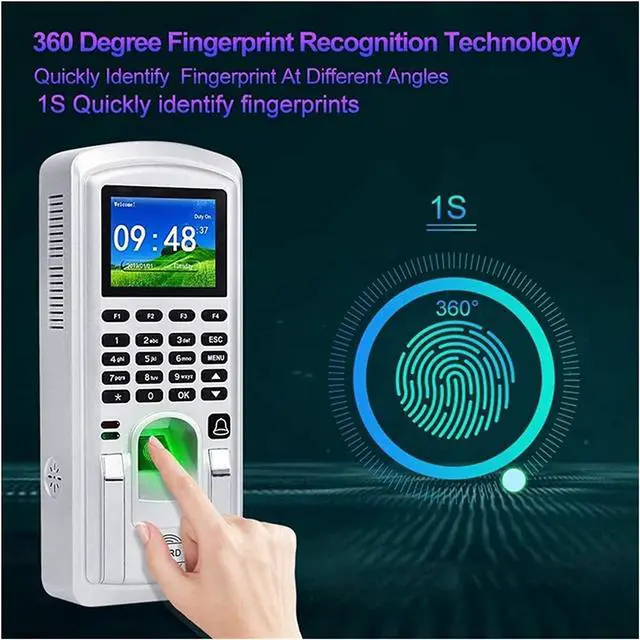 Alt view image 6 of 6 - Clocking in Machine, Fingerprint Access Control Biometric Time and Attendance Punch Clock for Employees,Nero,Nero