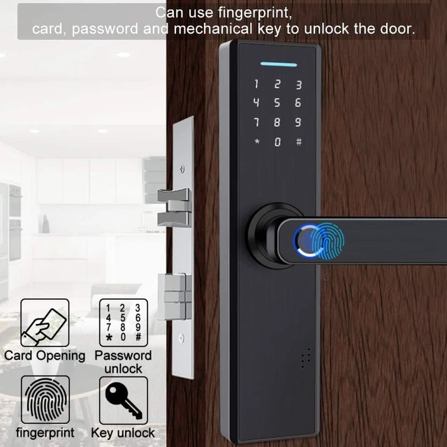 Alt view image 2 of 7 - 4-in-1 Biometric Fingerprint Smart Lock with Touchscreen Home Security, Black