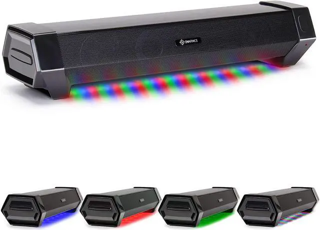Main image of Gaming Computer Speakers Sound Bar - Under Monitor Soundbar LED Speaker with 40W Peak Power, 3 Color Modes, Dual Inputs for PC, Laptop, Monitor, or Phone AUX PC Accessories by DT