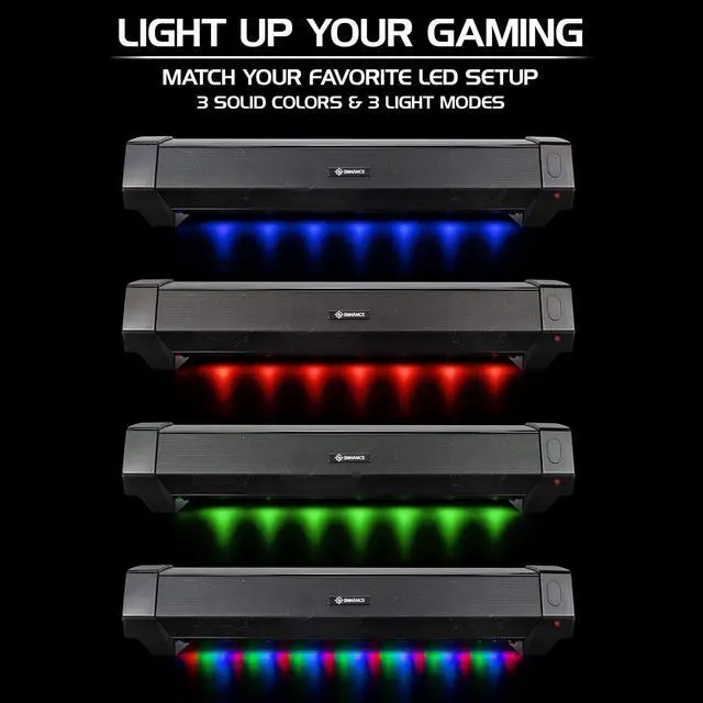 Alt view image 6 of 7 - Gaming Computer Speakers Sound Bar - Under Monitor Soundbar LED Speaker with 40W Peak Power, 3 Color Modes, Dual Inputs for PC, Laptop, Monitor, or Phone AUX PC Accessories by DT