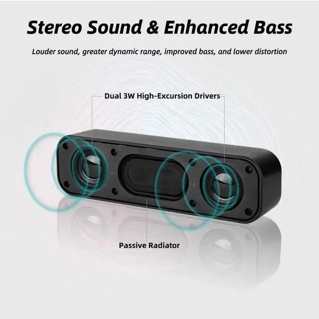 Alt view image 2 of 7 - [Upgraded] USB Computer /Laptop Speaker with Stereo Sound & Enhanced Bass Portable Mini Sound Bar for Windows PCs Desktop Computer and Laptops