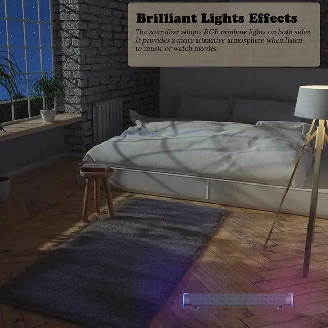 Alt view image 6 of 7 - Good Product Outlet R30 Computer Speakers, USB Powered Small PC Speakers, Colorful RGB Lights with Switch Button, Surround Sound Portable Computer Sound Bar Speaker for Desktop Laptop