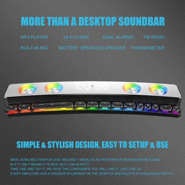 Alt view image 5 of 6 - Computer Speakers Desktop Dynamic RGB PC Gaming Speaker Soundbar with Wireless Bluetooth 5.0,Sound bar, 19-Inch Small Sound Bars for TV, USB Powered Battery Operated for PC Laptop Tablet, AUX-in