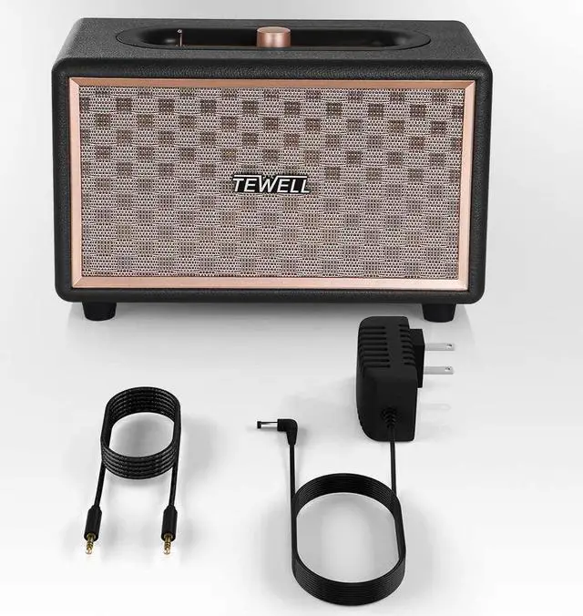 Alt view image 7 of 7 - Upgraded, Home Speaker for Turntable and Cellphone, Vintage Speakers with Premium Audio, Extended Bass and Treble, Knob for Volume Control, Toggle Switch, Wireless and 3.5mm AUX Input, AC Powered