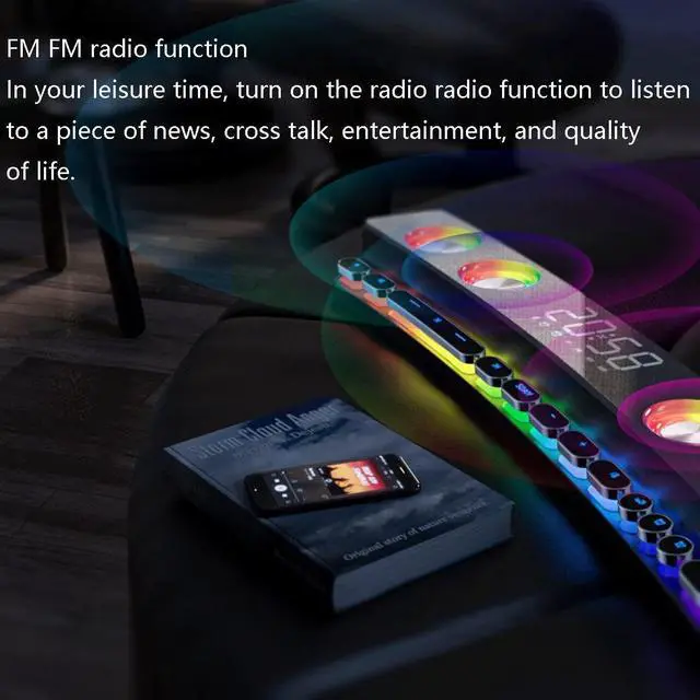 Alt view image 4 of 7 - HUKSXZ Clock Bluetooth Wireless Game Speaker soundbar 3D Stereo Subwoofer,Computer Loudspeaker with Light,soundbar for tv Home Theater (Color : White, Size : 495 * 88 * 57mm)