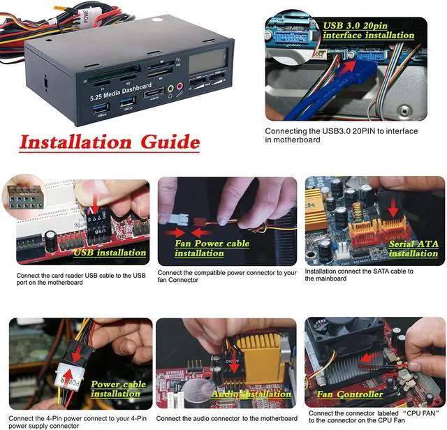 Alt view image 5 of 7 - Rosvola Optical Drive 5.25in Panel, Fast Transmission 5Gbp Front Speaker 5.25in Panel Support Multi System Desktop Front Optical Drive Panel for Desktop
