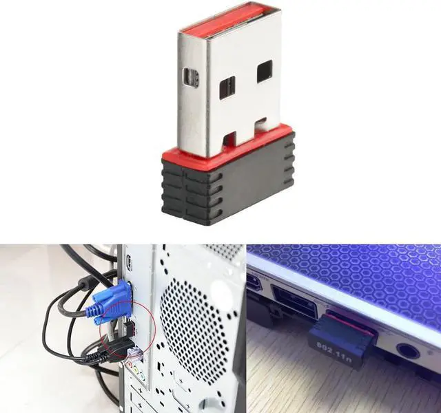 Alt view image 2 of 6 - Mini USB Wifi Wireless Adapter N - 150Mbps 802.11n Wireless Internet Dongle Supports Windows Mac OS Linux