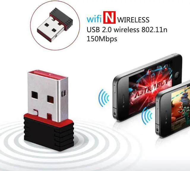Alt view image 3 of 6 - Mini USB Wifi Wireless Adapter N - 150Mbps 802.11n Wireless Internet Dongle Supports Windows Mac OS Linux