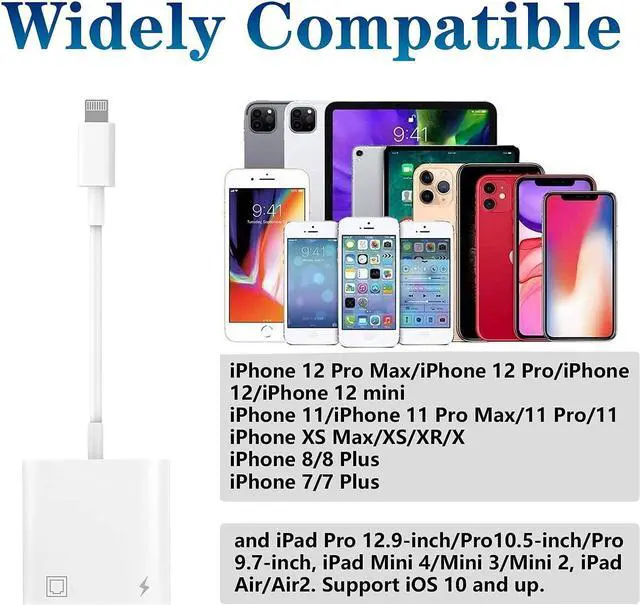 Alt view image 4 of 7 - Lightning to Ethernet Adapter, [Apple MFi Certified] 2 in 1RJ45 Ethernet LAN Network Adapter for iPhone/iPad/iPod, Supports 100Mbps Ethernet Network with Charge Port, Plug and Play, Support All iOS