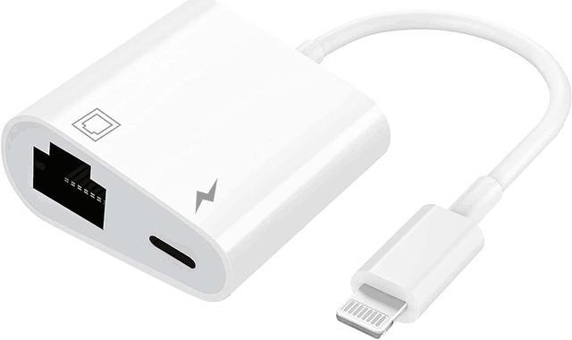 Lightning to Ethernet Adapter, [Apple MFi Certified] 2 in 1RJ45 Ethernet  LAN Network Adapter for iPhone/iPad/iPod, Supports 100Mbps Ethernet Network  with Charge Port, Plug and Play, Support All iOS 