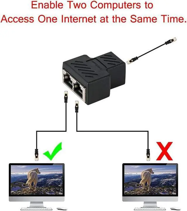 Alt view image 4 of 7 - hudiemm0B RJ45 Splitter, 2Pcs 1 to 2 LAN Ethernet Network Cable RJ45 Female Splitter Connector Adapter