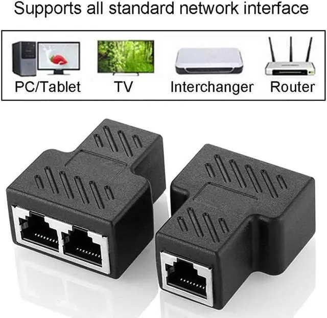 Alt view image 6 of 7 - hudiemm0B RJ45 Splitter, 2Pcs 1 to 2 LAN Ethernet Network Cable RJ45 Female Splitter Connector Adapter