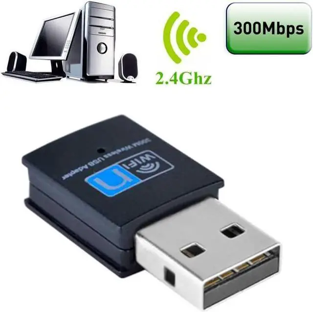 Alt view image 2 of 6 - WiFi Amplifier 300Mbps USB WiFi Wireless Adapter Black 2.0 Network Card for PC Desktop Laptop (Color : As Shown Size : One Size)