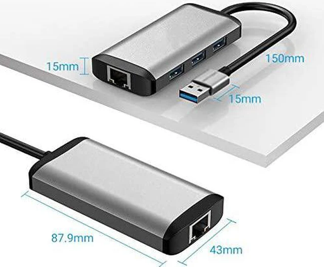 Alt view image 2 of 6 - Adapter USB 3.0 2.0 to RJ45 Gigabit Ethernet with USB Charger Port for Network Hard Disk Ethernet HUB