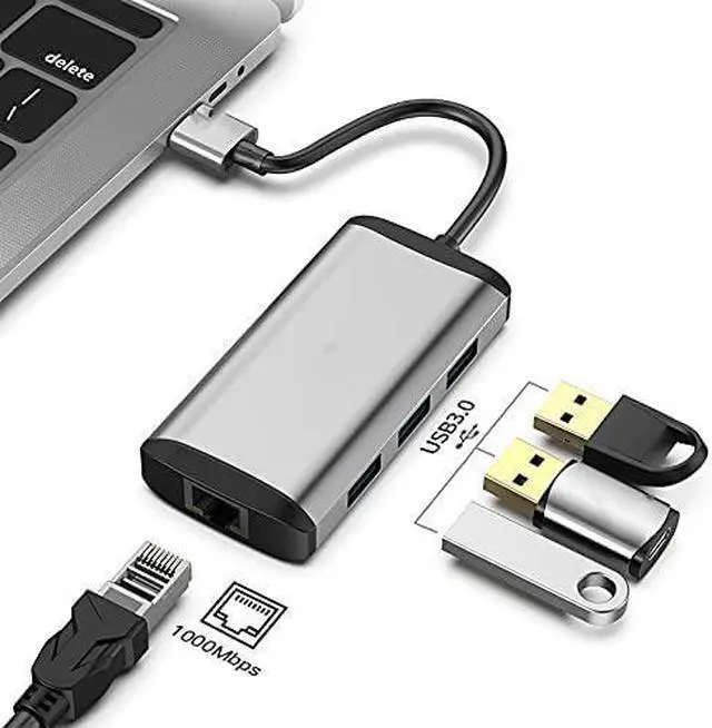 Alt view image 2 of 5 - Adapter USB 3.0 2.0 to RJ45 Gigabit Ethernet with USB Charger Port for Network Hard Disk Ethernet HUB