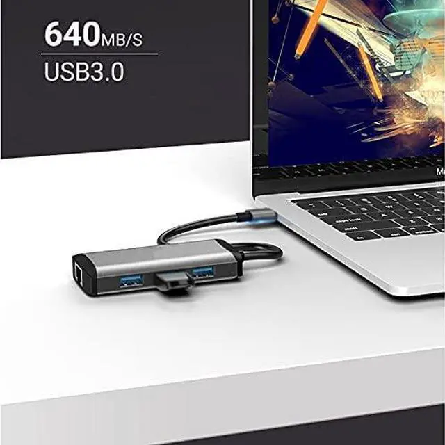 Alt view image 5 of 5 - Adapter USB 3.0 2.0 to RJ45 Gigabit Ethernet with USB Charger Port for Network Hard Disk Ethernet HUB