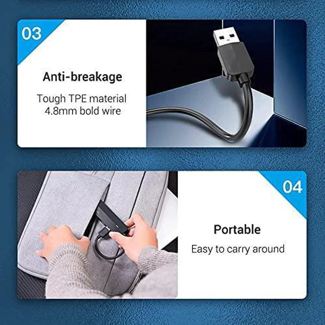 Alt view image 6 of 6 - WQQ USB 3.0 to RJ45 Gigabit Ethernet Adapter with 3 USB Expansion Ports and Power Supply Port for Network Hard Disk and PC/Mac