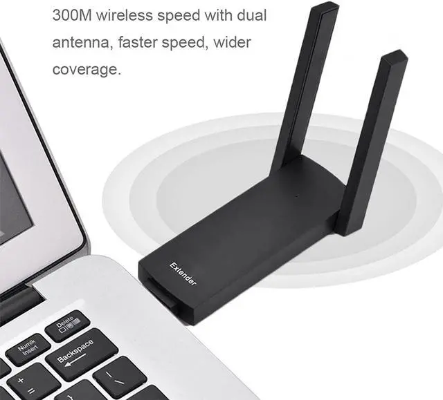 Alt view image 5 of 7 - WiFi Extender, 300Mbps USB WiFi Network Signal Range Extender Wireless Internet Booster Dual Antenna Wireless Router Repeater AP Amplifier