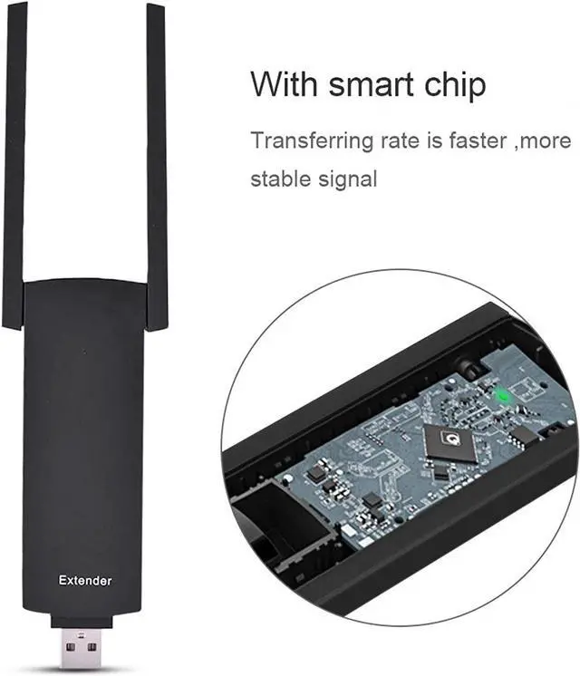 Alt view image 4 of 7 - WiFi Extender, 300Mbps USB WiFi Network Signal Range Extender Wireless Internet Booster Dual Antenna Wireless Router Repeater AP Amplifier