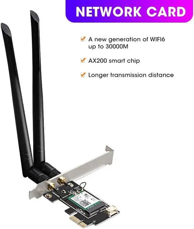 Alt view image 6 of 7 - Antenna Wireless WiFi Network Adapter Card for Inel AX200