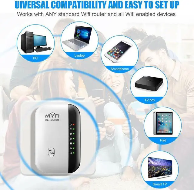 Alt view image 3 of 5 - 2022 Newest WiFi Extender, WiFi Booster, WiFi RepeaterCovers Up to 2640 Sq.ft and 40 Devices, Internet Booster - with Ethernet Port, Quick Setup, Home Wireless Signal Booster