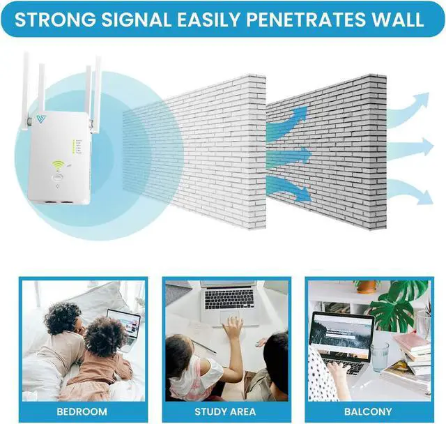 Alt view image 2 of 6 - WiFi Range Extender - Coverage up to 1200 Sq ft, 1200Mbps Dual Band AC, Verratek DB-1200 WiFi Extender, Wireless Internet Signal Booster, Repeater, One Touch WPS Setup to Extend Range of WiFi Internet