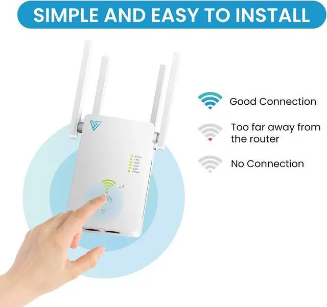 Alt view image 4 of 6 - WiFi Range Extender - Coverage up to 1200 Sq ft, 1200Mbps Dual Band AC, Verratek DB-1200 WiFi Extender, Wireless Internet Signal Booster, Repeater, One Touch WPS Setup to Extend Range of WiFi Internet