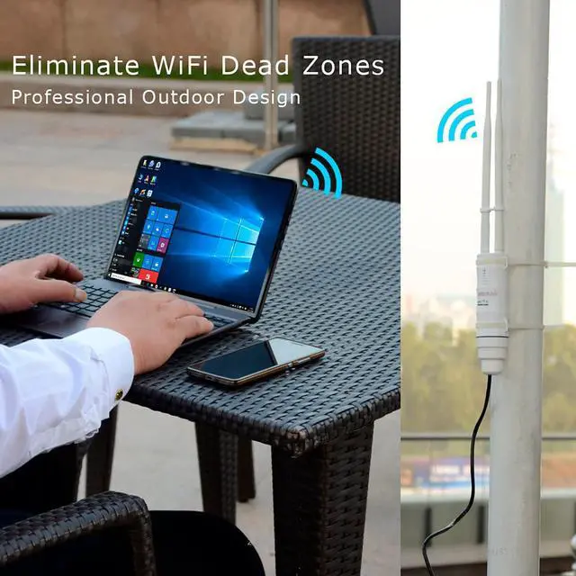 Alt view image 6 of 7 - AC600 Long Range Outdoor WiFi Extender Weatherproof with Ethernet Port,  Dual-Band 2.4+5GHz 600Mbps Outside PoE Access Point(AP)/Router/Wireless Repeater/Signal Booster Amplifier in 2-Antenna