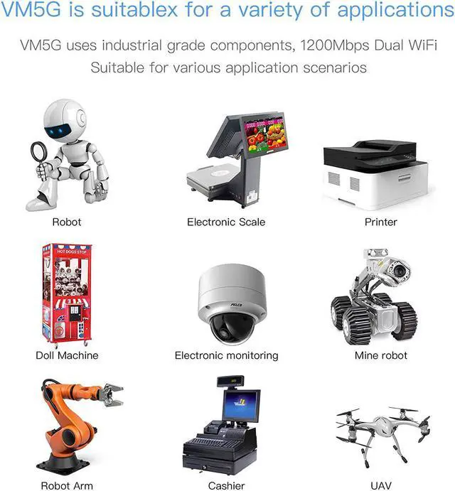 Alt view image 5 of 7 - VONETS VM5G WiFi Module Dual Band 2.4G+5G AC1200 Industrial High Power Wireless Bridge Ethernet WiFi Hotspot Extender Repeater RJ45 Adapter DIY Engineering Network Device with 4 Antennas