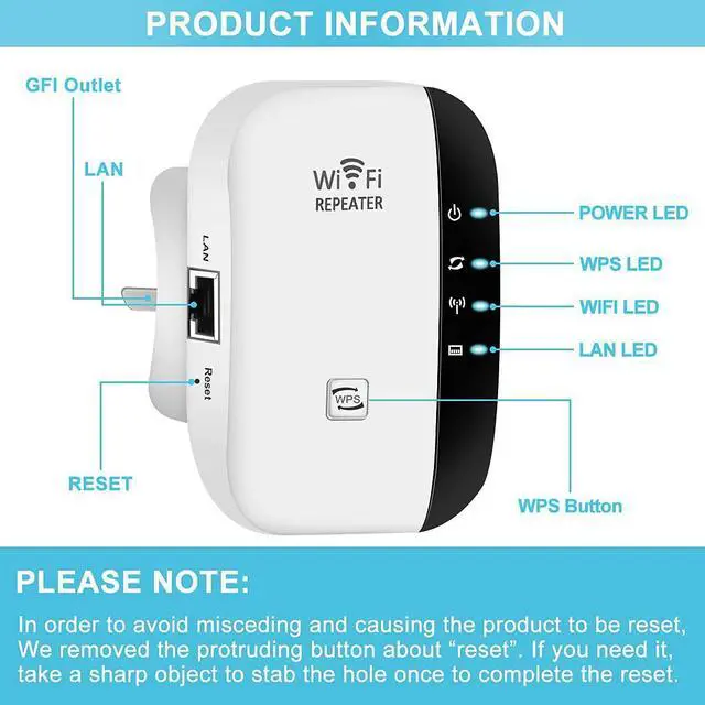 Alt view image 2 of 7 - WiFi Extender, Wireless Signal Repeater Booster Up to 6000 sq.ft & 25 Devices, Range Long Amplifier with Ethernet Port, Access Point, 1-Tap Setup, Alexa Compatible N300 Upgraded, black