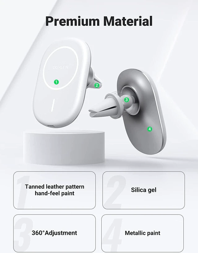 Alt view image 5 of 7 - UGREEN Magnetic Wireless Car Charger, Wireless Car Charger Mount, Magnetic Car Charger Qi-Certified 15W Max Compatible with iPhone 13 Series 12/12 Pro/12 Pro Max/12 Mini