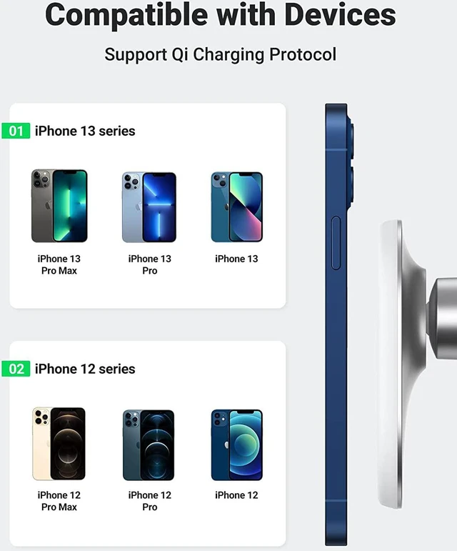 Alt view image 6 of 7 - UGREEN Magnetic Wireless Car Charger, Wireless Car Charger Mount, Magnetic Car Charger Qi-Certified 15W Max Compatible with iPhone 13 Series 12/12 Pro/12 Pro Max/12 Mini