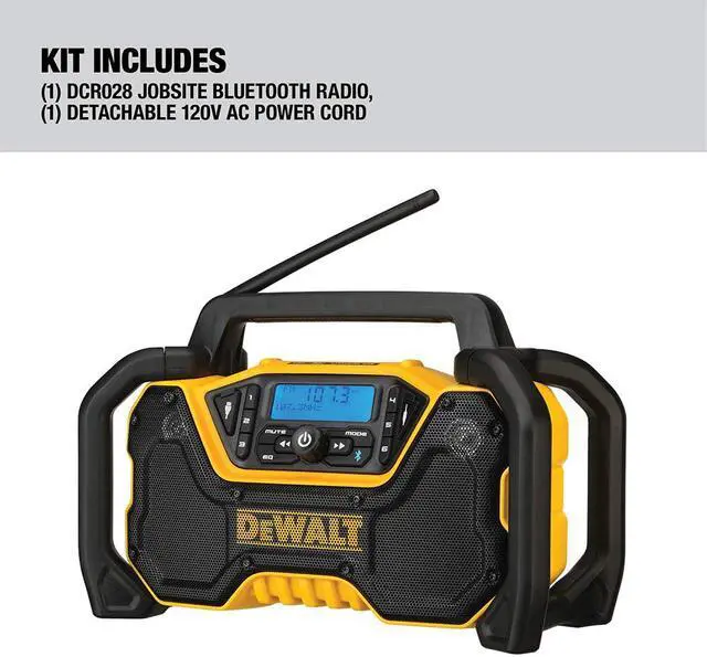 Alt view image 3 of 7 - DEWALT 12V/20V MAX Portable Bluetooth Radio, Cordless, 100 ft Range, 3.5 Subwoofers, Jobsite (DCR028B)