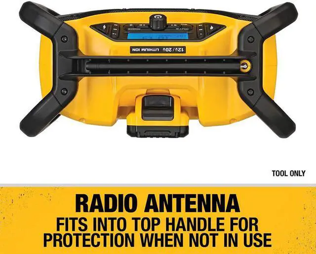 Alt view image 4 of 7 - DEWALT 12V/20V MAX Portable Bluetooth Radio, Cordless, 100 ft Range, 3.5 Subwoofers, Jobsite (DCR028B)