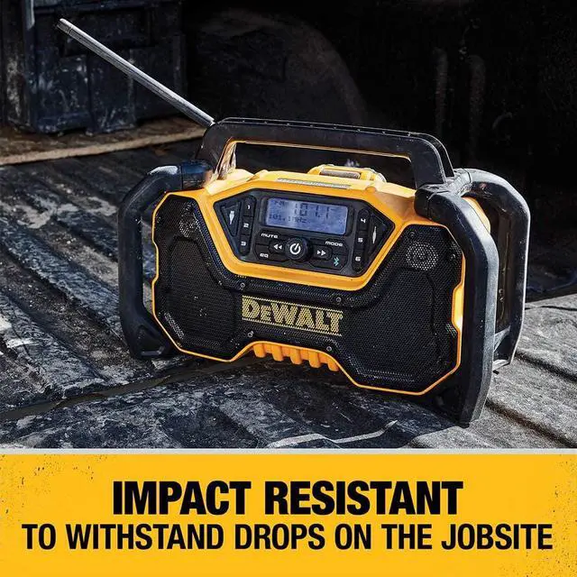 Alt view image 6 of 7 - DEWALT 12V/20V MAX Portable Bluetooth Radio, Cordless, 100 ft Range, 3.5 Subwoofers, Jobsite (DCR028B)