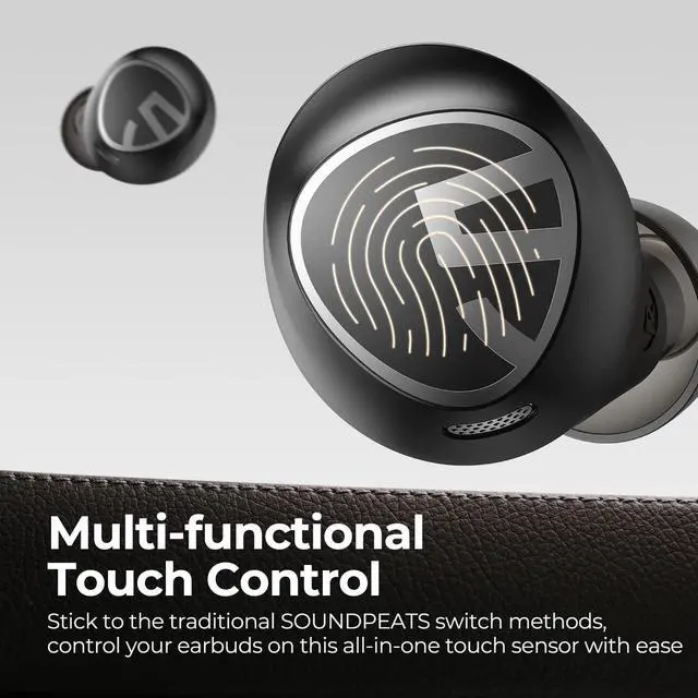 Alt view image 6 of 7 - SoundPEATS Free2 Classic Wireless Earbuds Bluetooth V5.1 Headphones with 30Hrs Playtime in-Ear Wireless Earphones, Built-in Mic for Clear Calls, Touch Control, Single/Twin Mode, Stereo Sound