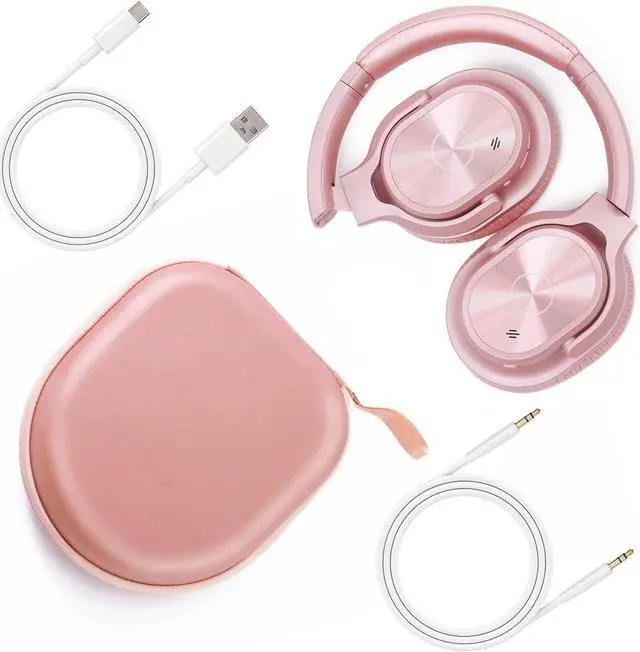 Alt view image 5 of 5 - ZIHNIC Active Noise Cancelling Headphones, 40H Playtime Wireless Bluetooth Headset with Deep Bass Hi-Fi Stereo Sound,Comfortable Earpads for Travel/Home/Office (Rose Gold)