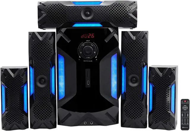 Alt view image 2 of 7 - Rockville HTS56 1000w 5.1 Channel Home Theater System/Bluetooth/USB+8" Subwoofer