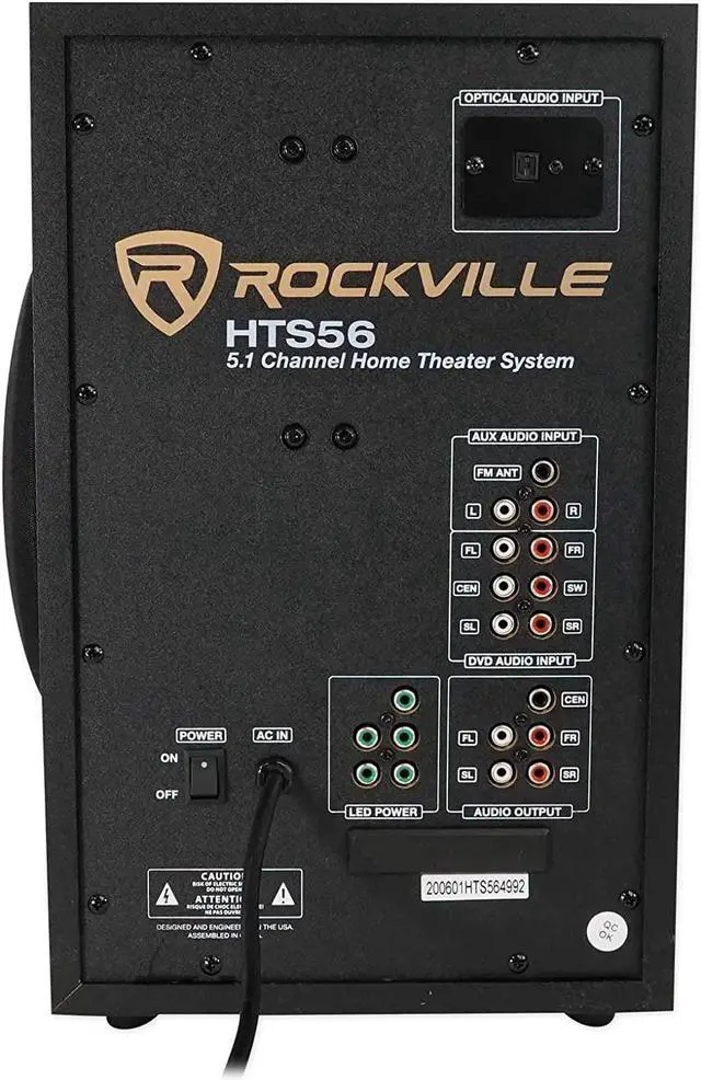 Alt view image 7 of 7 - Rockville HTS56 1000w 5.1 Channel Home Theater System/Bluetooth/USB+8" Subwoofer