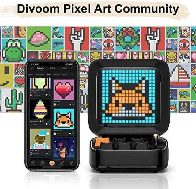 Alt view image 5 of 6 - Divoom Ditoo Retro Pixel Art Game Bluetooth Speaker with 16X16 LED App Controlled Front Screen (Black)