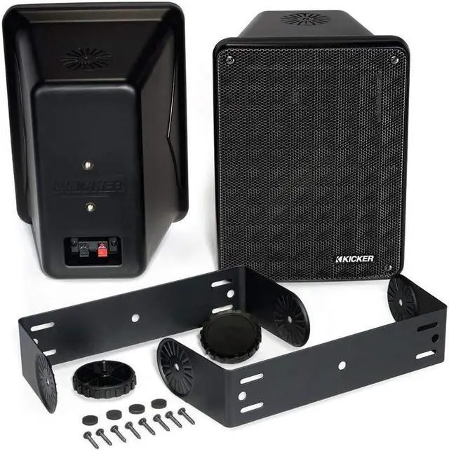 Alt view image 2 of 7 - KICKER KB6B 2-Way Full Range Indoor Outdoor Speakers (Pair) Weatherproof Speakers for Patio Garage Poolside in-Home, 6.5 inch woofer, 2x5 inch Horn Tweeter Black